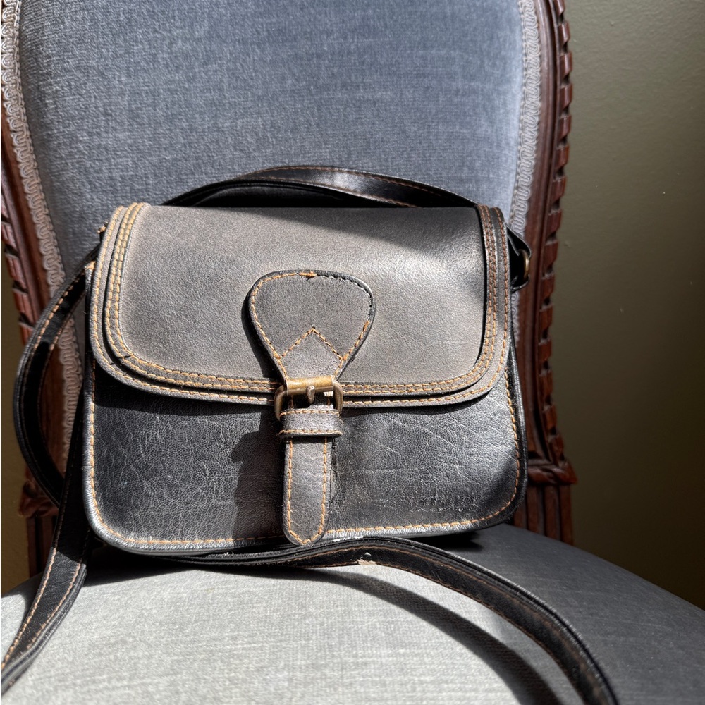 Vintage Black and Brown Crossbody Bag